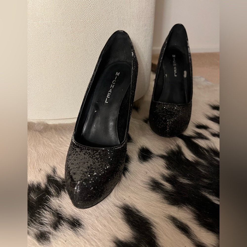Michael Black Glitter Triangle Point Toe Heels - image 3